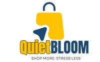 Logo of Quiet Bloom with a yellow and blue design on a white background