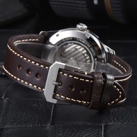 Parnis Mechanical Watches Minimalist Watch for Men Wristwatch Waterproof Automatic hombre Relogio Masculino Calendar