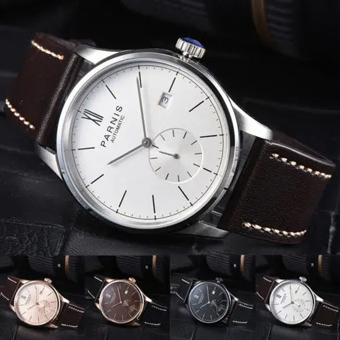 Parnis Mechanical Watches Minimalist Watch for Men Wristwatch Waterproof Automatic hombre Relogio Masculino Calendar