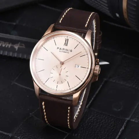 Parnis Mechanical Watches Minimalist Watch for Men Wristwatch Waterproof Automatic hombre Relogio Masculino Calendar