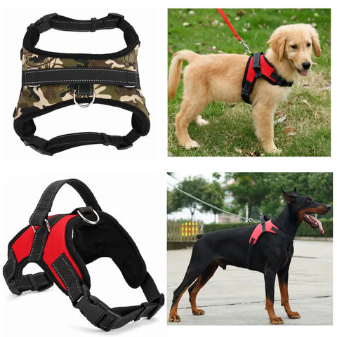 Adjustable Dog Harness Nylon Durable, Padded Reflective Threads Chest Strap for Large Medium Small Dogs, Husky Vest Pet Supplies