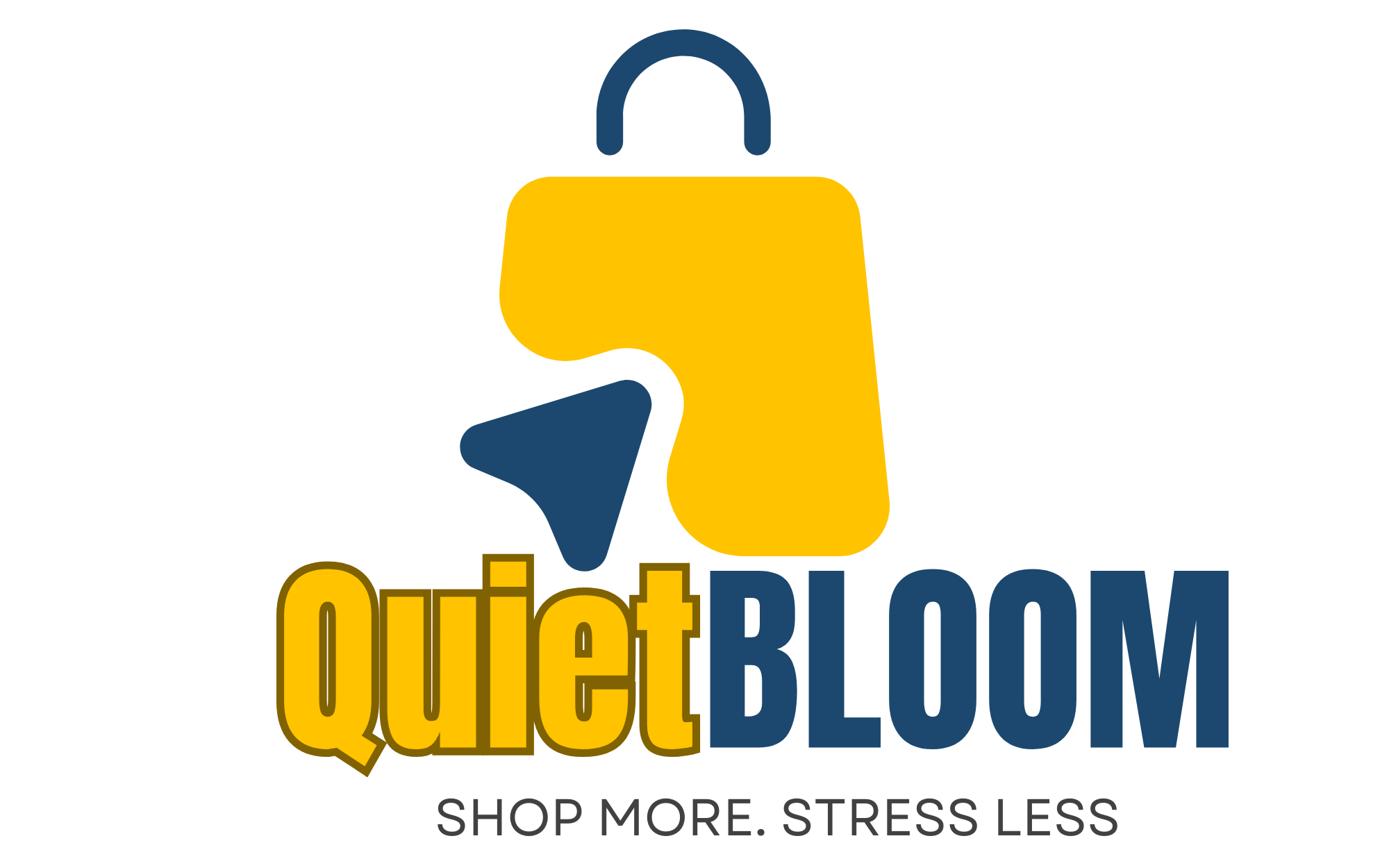 Logo of Quiet Bloom with a yellow and blue design on a white background