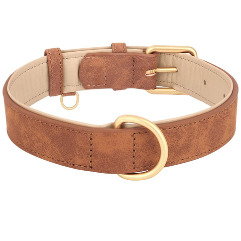 Leather Dog Collar Durable Dogs Collars Soft Padded Pet Pitbull Necklace Adjustable For Small Medium Large Dogs Pug Pet Products