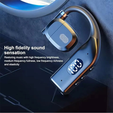 LED Single Earphones Long Standby Business Headphones Waterproof Mono Headset Outdoor Call Bluetooth 5.3 Wireless Earbuds