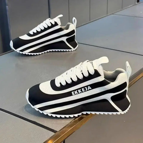 Chunky Sneakers Men Designer Soft Sole Sport Shoes Fashion Casual Leather Fabric Mesh Breathable Height Increased Platform Shoes