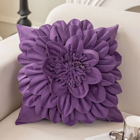Flower Velvet Cushion Cover Luxury Handmade Splicing Petal Pillow Cover For Living Room Sofa Office Waist Back Cover Pillowcase