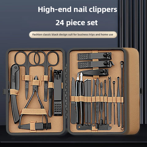 7/16/24Pcs Manicure Set Professional Nail Clipper Pedicure Kit Stainless Steel Nail Care Tool Grooming Kit with Luxurious Travel