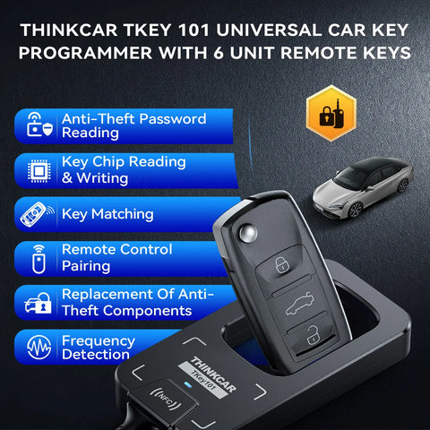THINKCAR TKey101 Car Key Programmer IMMO Anti-theft Matching With 6 Remote Keys Work via THINKSCAN 689BT 689 MUCAR 892BT VO8