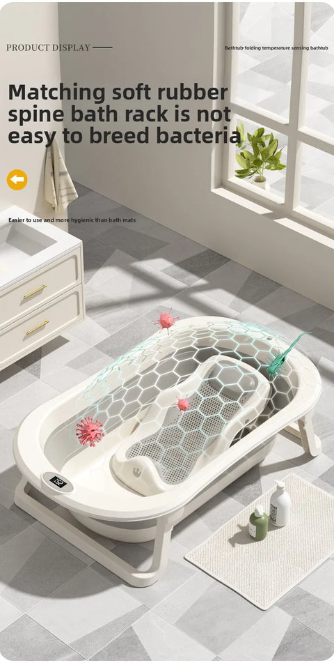 Foldable Portable Baby Bathtub Collapsible Infant Bath Tub Newborn Toddler Large Non Slip Bath Seat Home Travel Space Saver