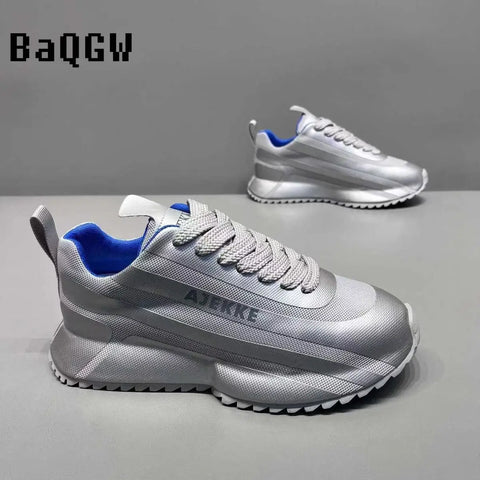 Chunky Sneakers Men Designer Soft Sole Sport Shoes Fashion Casual Leather Fabric Mesh Breathable Height Increased Platform Shoes