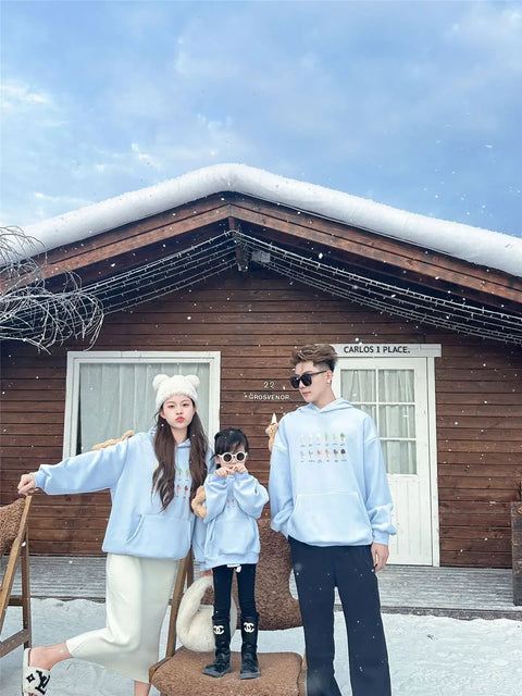 Hooded  Matching Warm Mom Dad Daughter Son Matching Top Clothing Sweatshirts Babyfor The Whole Family Romper Spring Hoodies