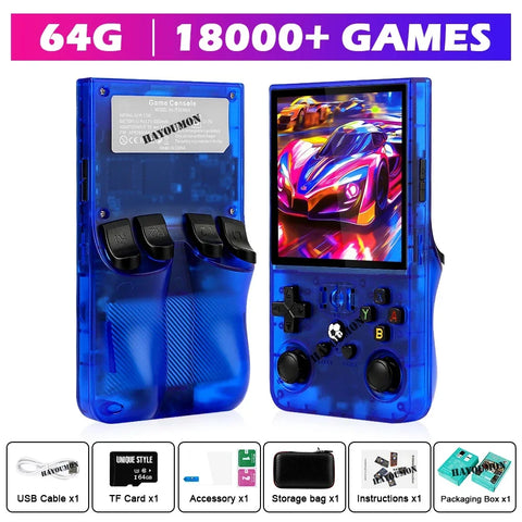 Yellow Pink Open Source R36 Max 4" IPS Screen RK3326 Chip Retro Handheld Video Game Console 64G 128G Portable Pocket Game Player