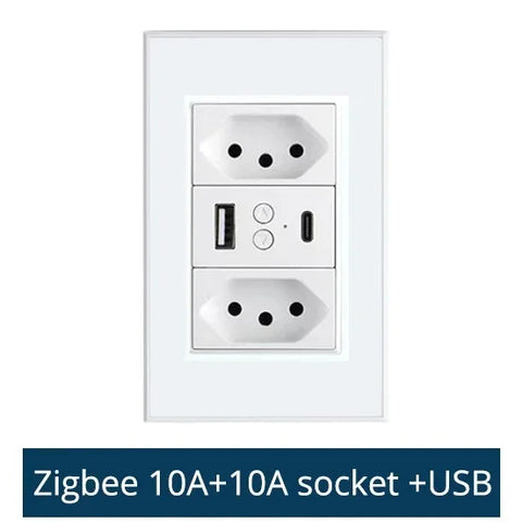 Zemismart Zigbee Brazil Socket Work with Tuya Smart  Life 10A 20A Brazil Outlets Alexa Google Home Control