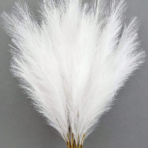 5/10/20pcs White Artificial Reeds,Tall Plush Faux Grass,Pampas Tree Branches For Room Decoration,Wedding Party Decoration