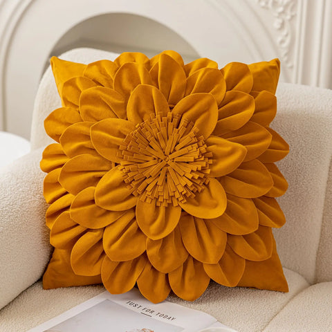 Flower Velvet Cushion Cover Luxury Handmade Splicing Petal Pillow Cover For Living Room Sofa Office Waist Back Cover Pillowcase