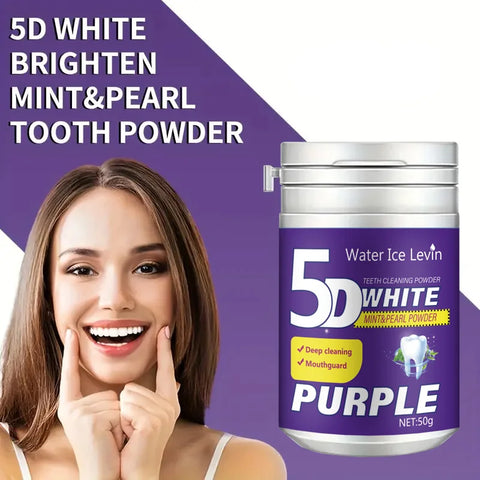 Simple Purple Brightening Powder - Conceals Stains, Non-Sensitive - Enamel-Safe Toothpaste Whitening Powder Suitable for Coffee, Tea, Food, Wine, and Tobacco Stains.