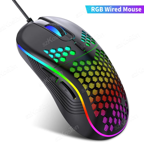 USB Wired Gaming Mouse with RGB Backlight 6 Levels 7200DPI Adjustable Ergonomic Design Mice for Office Laptop PC Computer Gamer