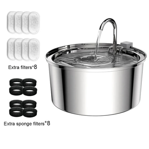 7L Large Capacity Stainless Steel Cat Water Fountain Dog Pet Automatic Water Fountain Feeder Window Silent (No 5V 1A Plug)