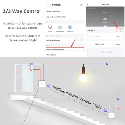 Tuya WiFi Smart On Off Light Switch 220V Power Button Wall Touch Alexa Google Home Voice With Without No Neutral Wire EU Two Way