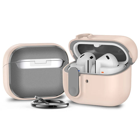New for Samsung Galaxy Buds 3/3Pro Case with Secure Lock Shockproof for Samsung Galaxy Buds 3 Cute Protective Cover(Sand Stone)