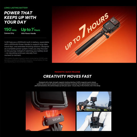 SJCAM SJ30 8K 20fps Action Camera Dual Lenses HD Night Video Flip Touchscreen 6-Axis Stabilization Sport Camera All-Day Power