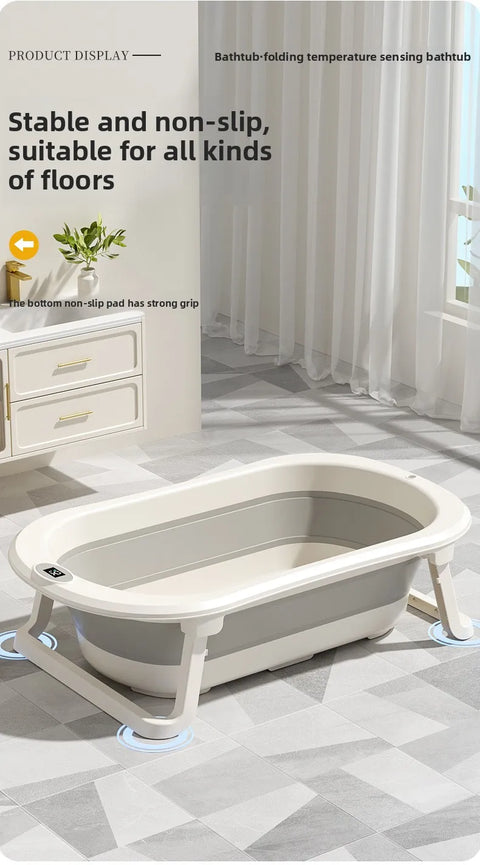 Foldable Portable Baby Bathtub Collapsible Infant Bath Tub Newborn Toddler Large Non Slip Bath Seat Home Travel Space Saver