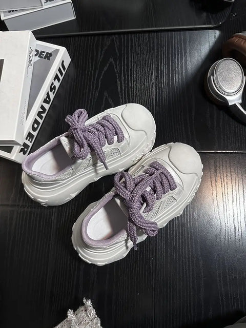 Korean Fashion Chunky Sneakers for Women Summer Platform Lightweight Designer Shoes High Street Leisure Soft Walking Shoes