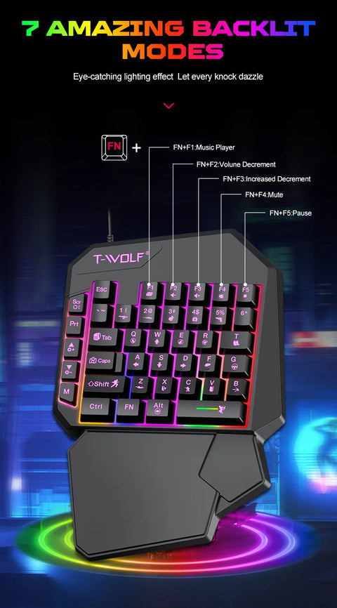 Mechanical Gaming Keyboard Kit 5 In 1 Set One Hand Keyboard 5D Mechanical Gamer Mouse Converter Mobile Game Pro Converter