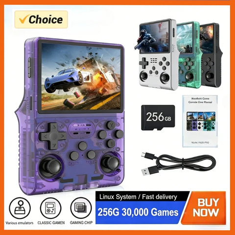 Retro Handheld Game Console R40S Pro Linux System 3.5 Inch IPS Screen Mini Portable Pocket Video Game Consola 256G Games Kid