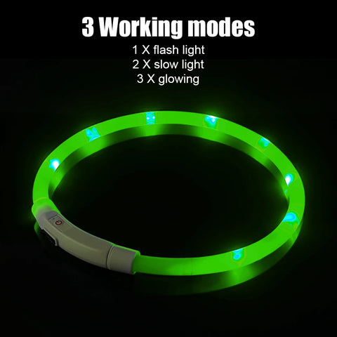 Led Usb Dog Collar Night Luminous Charge Necklace Dog Loss Prevention Night Safety Flashing Glow Collar Pet Accessories