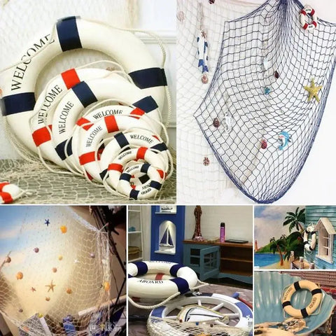 Welcome Decorative Red Blue Life Buoy Home Marine Beach Wall Decoration Life Buoy Crafts Living Room Decoration