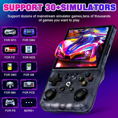 Yellow Pink Open Source R36 Max 4" IPS Screen RK3326 Chip Retro Handheld Video Game Console 64G 128G Portable Pocket Game Player