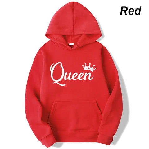 Women And Men Couple Hoodies Long Sleeved Hoodies King And Queen Printed Lover Hooded Sweatershirt Couple Hoodies