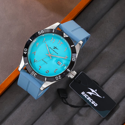 Fashionable, sporty, minimalist, business wristwatch with quartz movement, large dial paired with three-dimensional graduations,