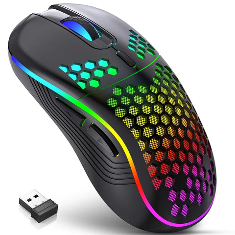 RGB 2.4G Wireless Gaming Mouse RGB Lighting Charging Mouse with Adjustable DPI Ergonomic Honeycomb Design for Desktop Laptop