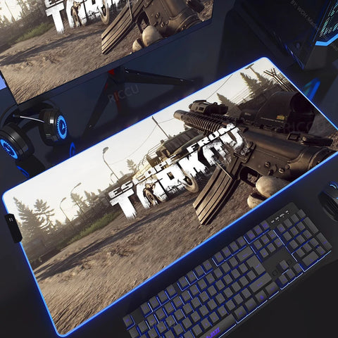 RGB Large Gaming Mouse Pad With Backlit Escape From Tarkov Mousepad PC Non-slip Rubber Desk Mat Computer Gamer Keyboard LED Rug
