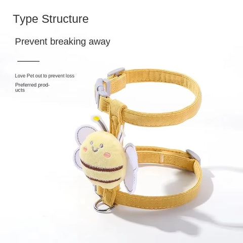 Cat Harness Leash Set Adjustable Mesh Dog Harness Cartoon Vest Puppy Pet Walking Lead Leash for Small Medium Dogs Cats Kitten