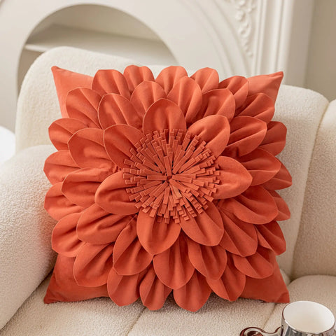 Flower Velvet Cushion Cover Luxury Handmade Splicing Petal Pillow Cover For Living Room Sofa Office Waist Back Cover Pillowcase