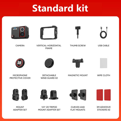 SJCAM SJ30 8K 20fps Action Camera Dual Lenses HD Night Video Flip Touchscreen 6-Axis Stabilization Sport Camera All-Day Power