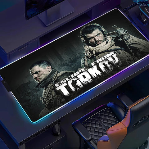 RGB Large Gaming Mouse Pad With Backlit Escape From Tarkov Mousepad PC Non-slip Rubber Desk Mat Computer Gamer Keyboard LED Rug