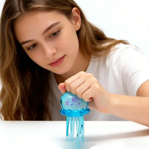 Transparent Glitter Jellyfish Squishy Toy Super Soft TPR Squeeze Stress Ball Sensory Fidget Toy for Anxiety Relief