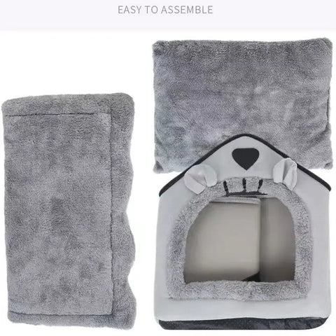 Soft Cats Bed Deep Sleep Small Dog Winter House with Removable Cushion and Enclosed Pet Tent for Kittens Puppies and Cats