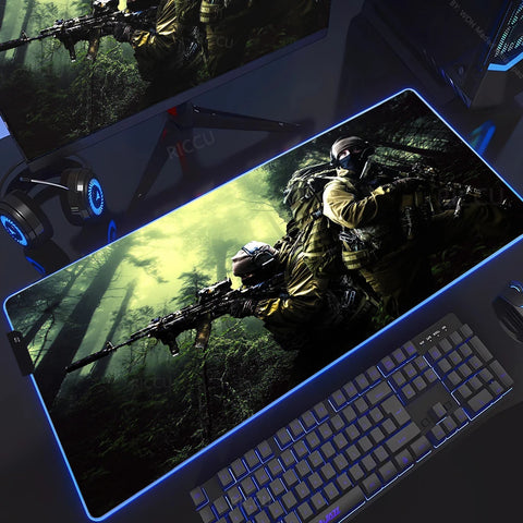 RGB Large Gaming Mouse Pad With Backlit Escape From Tarkov Mousepad PC Non-slip Rubber Desk Mat Computer Gamer Keyboard LED Rug