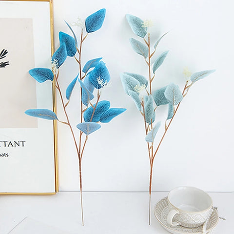 Artificial Plants Fake Leaves Three Pronged Eucalyptus Bonsai WeddingHome Decoration Indoor Dining Table Decoration Fake Potted