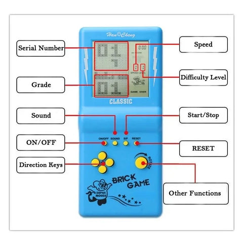 Large Screen Handheld Game Console Built-in 23 Games for Tetris Classic Retro Game Players Machine Puzzle Toys Children Boys