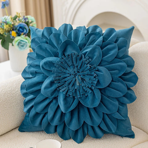 Flower Velvet Cushion Cover Luxury Handmade Splicing Petal Pillow Cover For Living Room Sofa Office Waist Back Cover Pillowcase