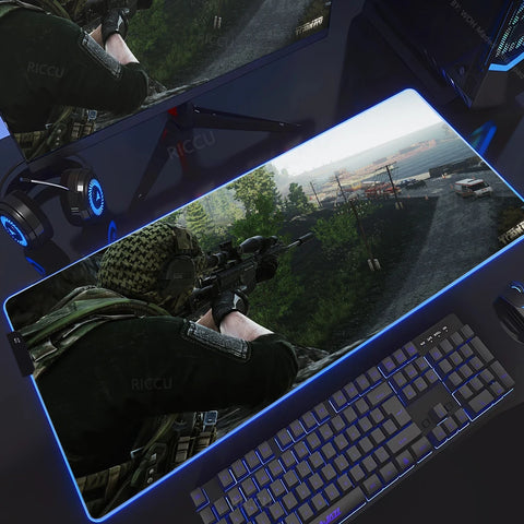 RGB Large Gaming Mouse Pad With Backlit Escape From Tarkov Mousepad PC Non-slip Rubber Desk Mat Computer Gamer Keyboard LED Rug