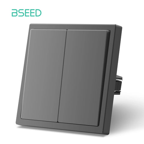 BSEED 1/2Gang Wall Light Switch Mechanical Buttons Switch 1Way EU Standard Plastic Frames LED Indicator Quick Wire Connection