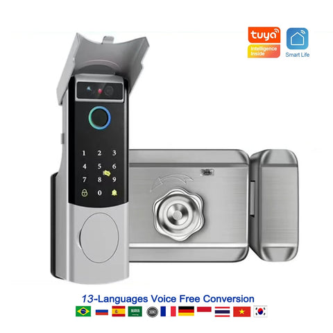 Waterproof Intercom Face Recognition Tuya Wifi Fingerprint Code RFID Card Smart Lock with Doorbell/rechargable li-battery/keypad