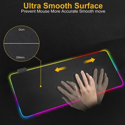 Gamepad RGB Large Mouse Pad Gamer LED Backlight Luminous Gamers Non-Slip Rubber Keyboard Pads XL E-sports Laptop Office Desk Mat
